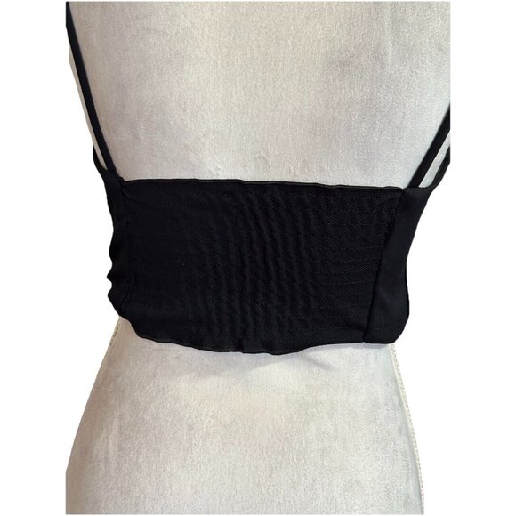 Zara Y2K Corset Bra Crop Black Top Size M Spaghetti Strap Ruched Back Gothic - Picture 2 of 9